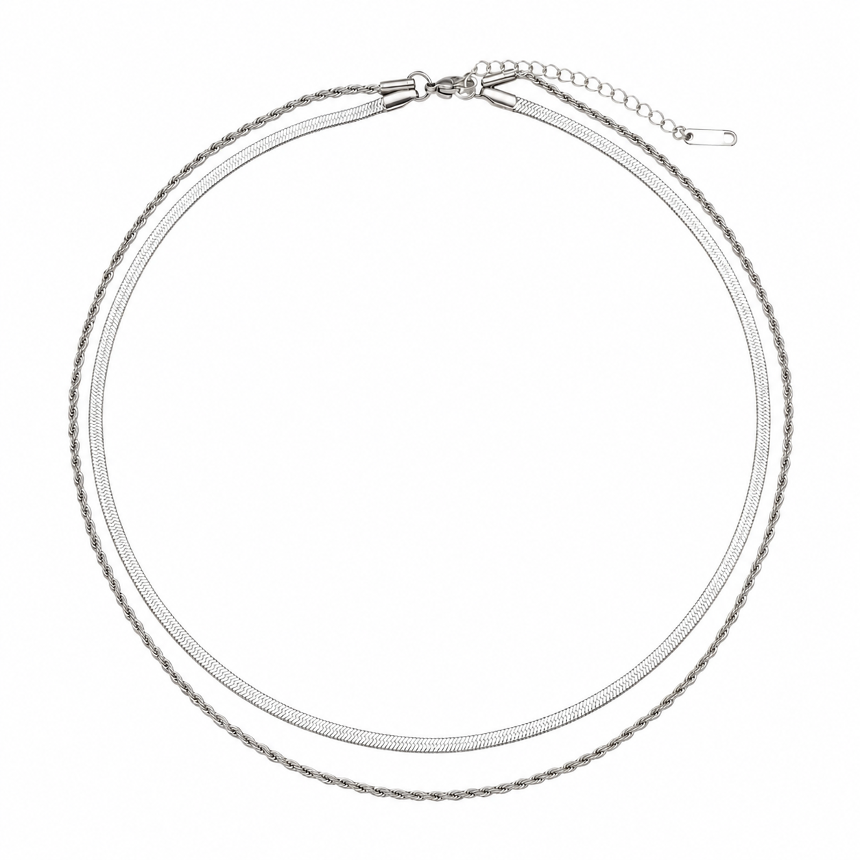 The Ligne Flat Herringbone Layered Necklace