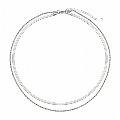 The Ligne Flat Herringbone Layered Necklace