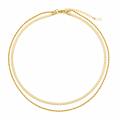 The Ligne Flat Herringbone Layered Necklace