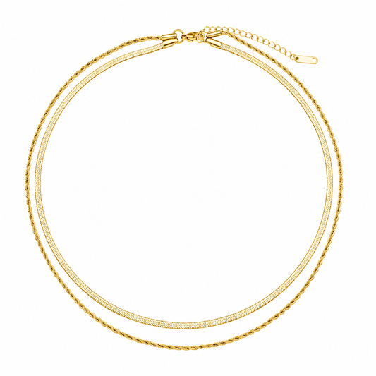The Ligne Flat Herringbone Layered Necklace
